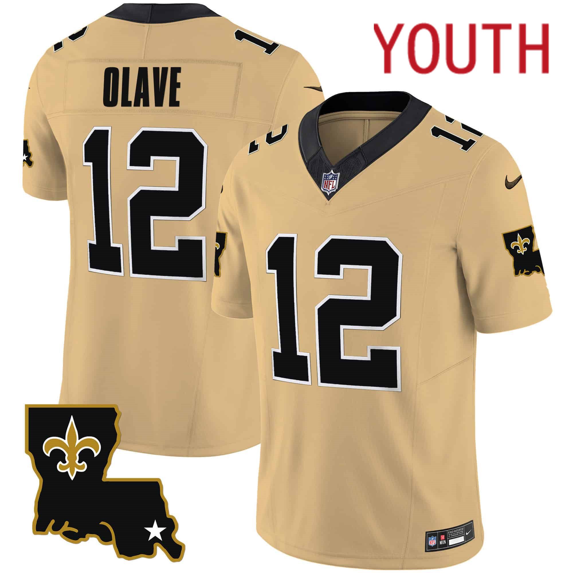 Youth New Orleans Saints #12 Olave Yellow 2024 Nike 1987 Legacy Vapor Limited NFL Jersey->youth nfl jersey->Youth Jersey